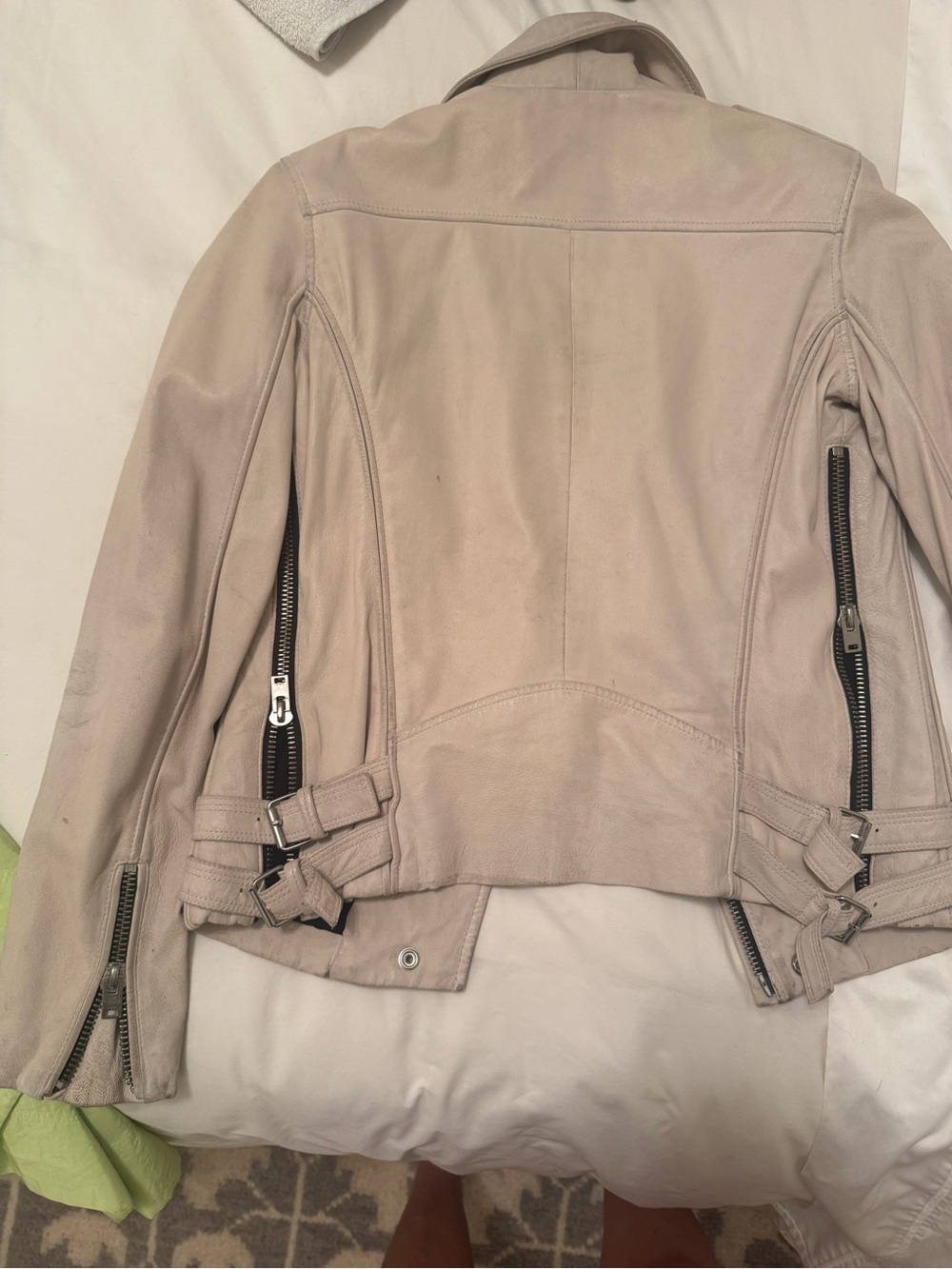 IRO Beige Leather Moto Jacket with Silver Hardware - Picture 4 of 4